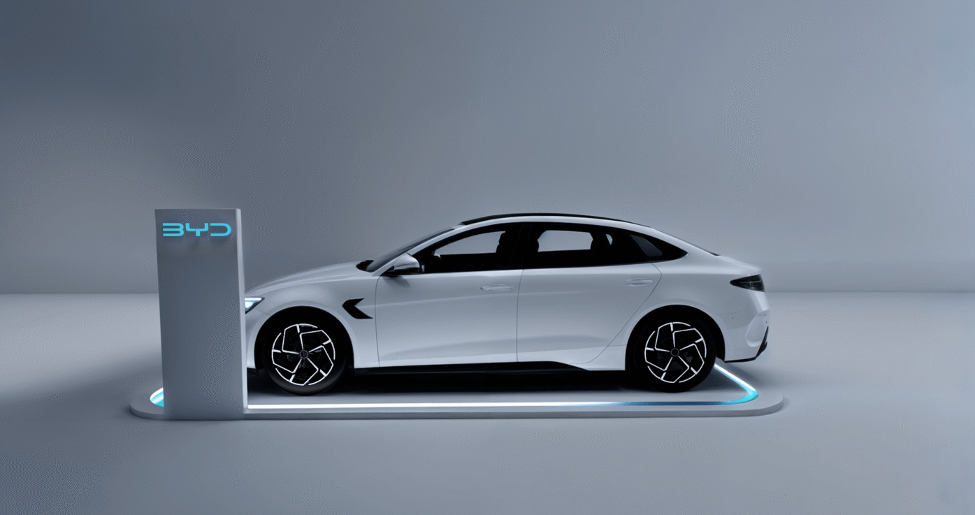 Diseño y renderizado de vistas 3D de un stand para BYD , ideal para presentaciones comerciales, planificación de espacios y visualización previa a producción.